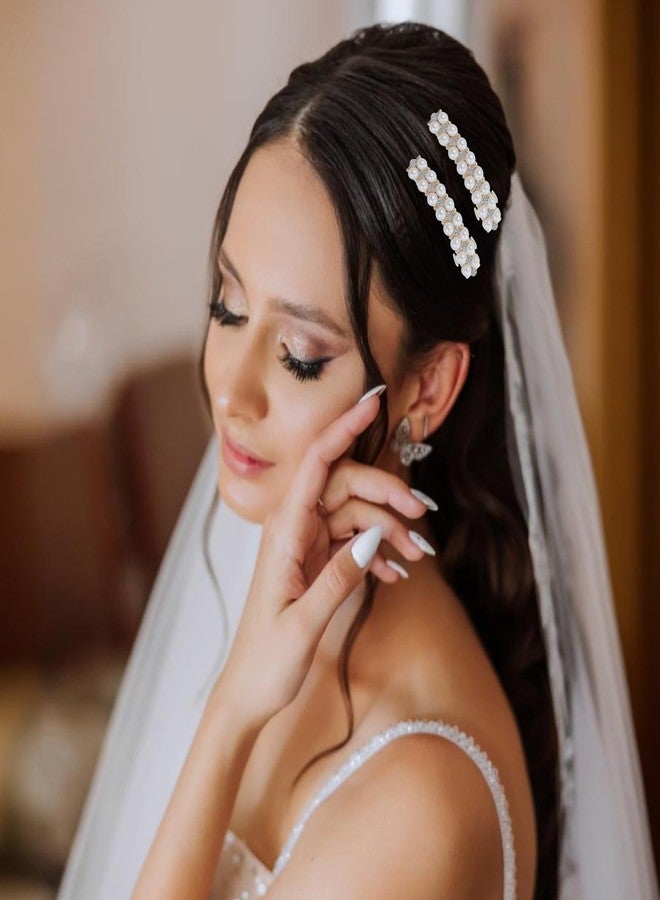 Shimmeroo 2Pcs Pearl Barrettes for Women,Elegant Pearl Hair Clips - Fancy Hair Barrettes Wedding Brides Hairs Accessory,Party Daily Use - Image 5
